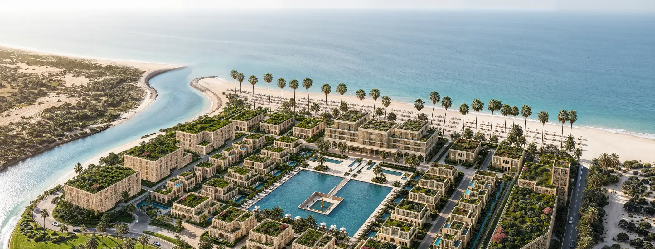 The community on the Arabian Sea beachfront beside the lagoon