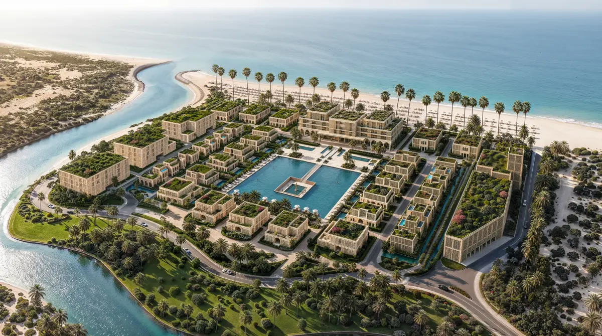 Aerial view of the beachfront master plan