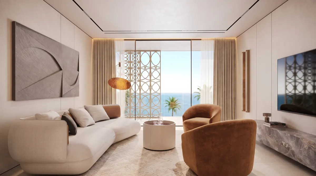Living room with a view to the sea